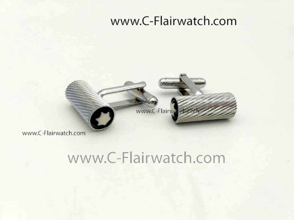 Replacement Silver Wavy Stripes Cufflinks - Mont Blanc Cuff Link